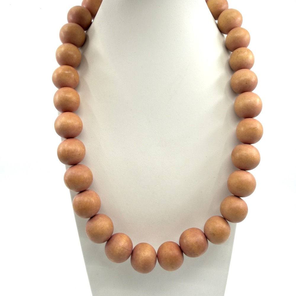 Chunky Wood Bead Statement‎ Necklace Boho Natural Earthy Texture Festival Gift